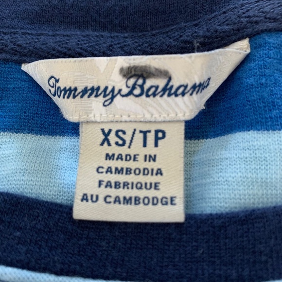 Tommy Bahama Blue Stripe 3/4 Sleeve Top XS - Picture 2 of 4